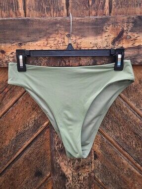 Bikini Village High-Cut High-Waist Bikini Bottom in Sage Green